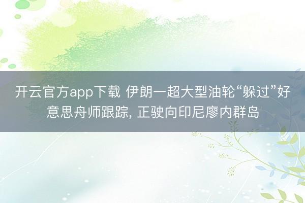 开云官方app下载 伊朗一超大型油轮“躲过”好意思舟师跟踪, 正驶向印尼廖内群岛